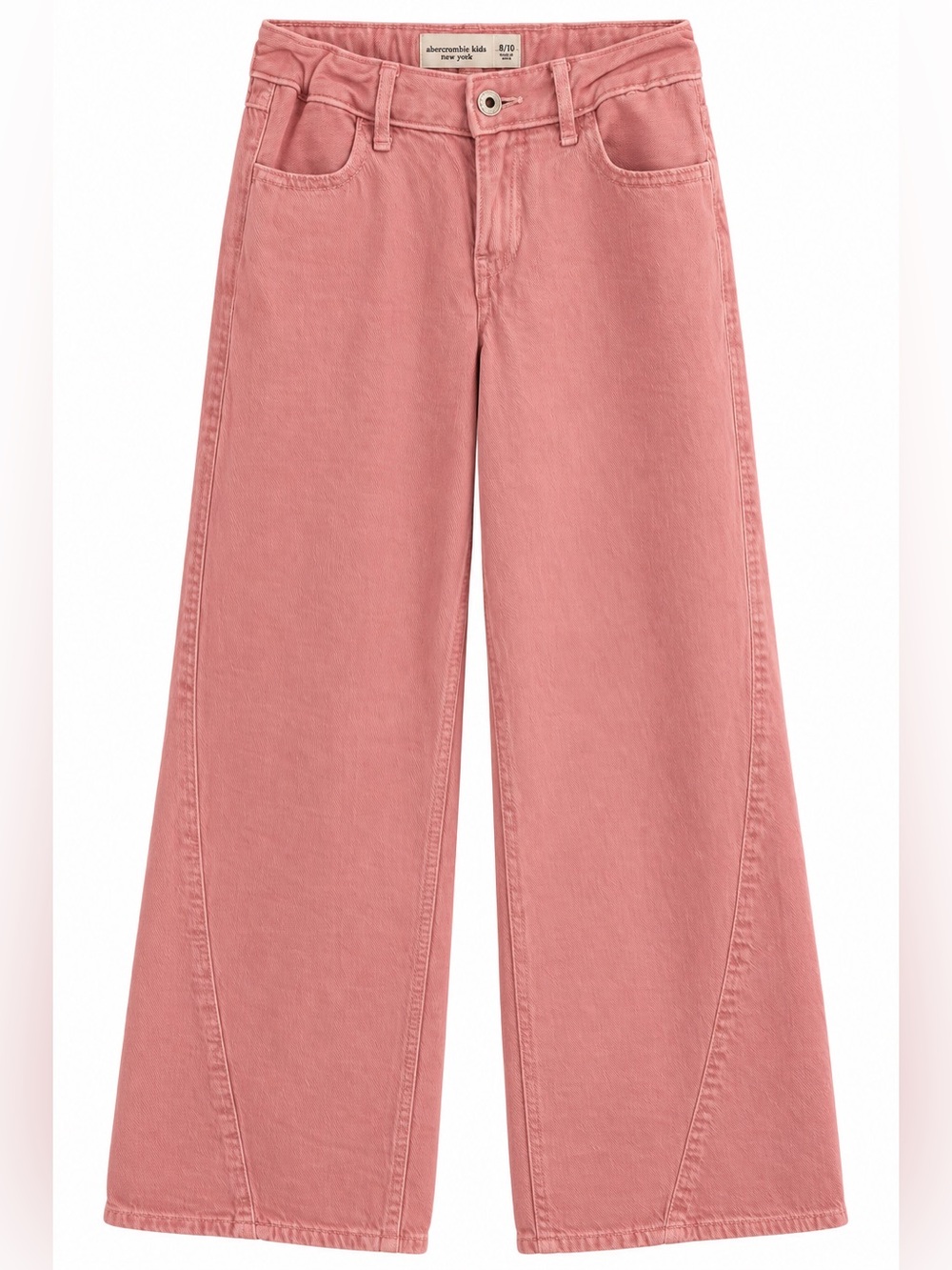 Abercrombie Kids Girls Low Rise Baggy Jeans Pink 9/10 Long Soft Wide Leg